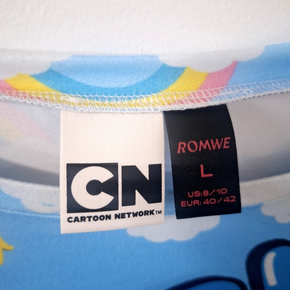 Blue and White Bubbles Oversized Graphic Tee – L - Picture 4 of 4